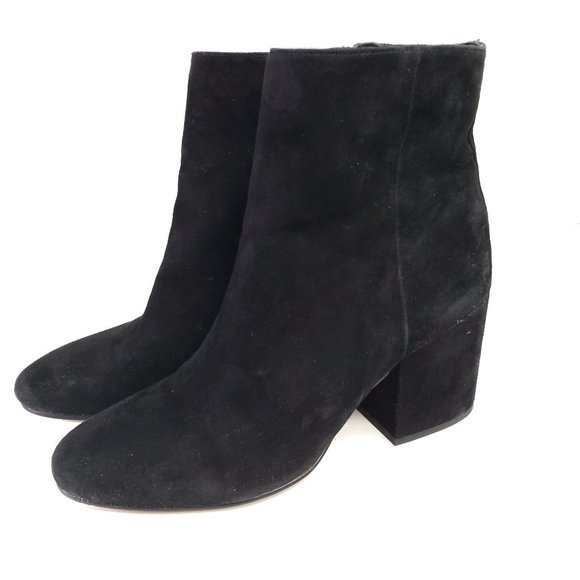 Sam Edelman Shoes - Sam Edelman Booties 8 Black Suede Leather Block Heel Boots